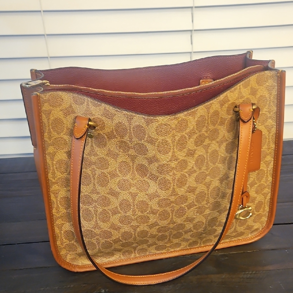 Coach Brown and Tan Signature Tote